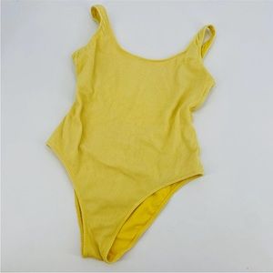 abercrombie & fitch S yellow low back one piece swimsuit